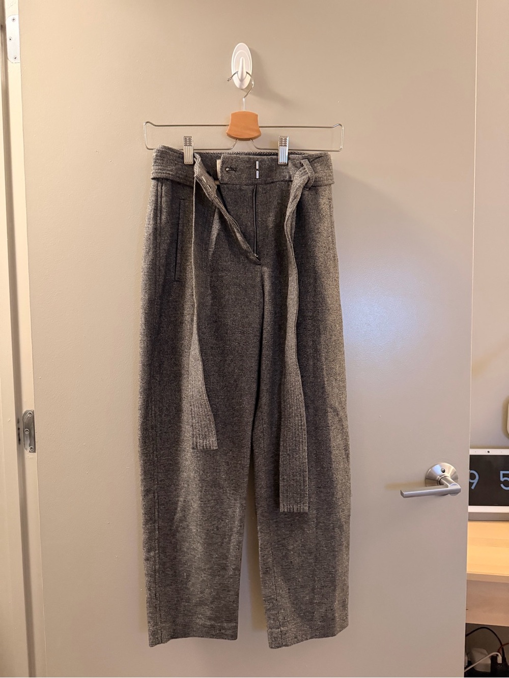 Wilfred wool Charcoal Knit Wide-Leg Pants with Tie Belt